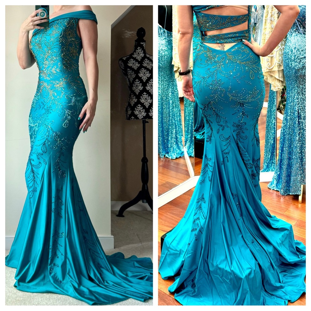 Johnathan Kanye 2872 Teal Blue gown